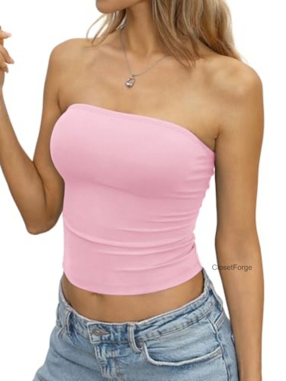 Womens Tube Top Strapless Bandeau Crop Y2K Going Out Summer Top